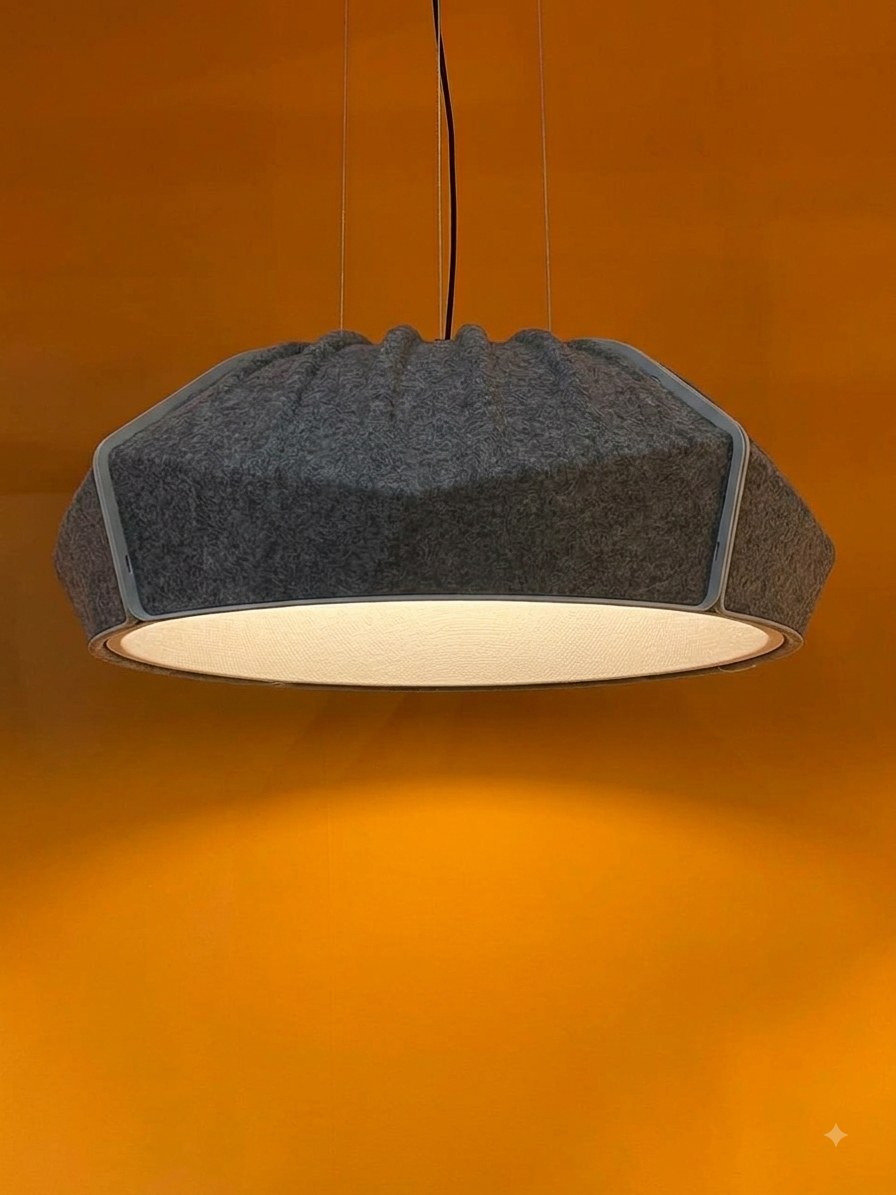Aaroha faceted felt pendant light with wide diffuser